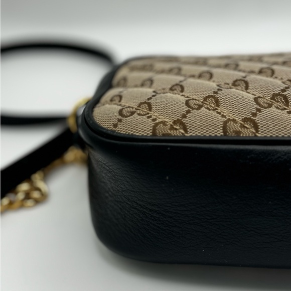 Gucci Monogram Matelasse Diagonal Small GG Marmont Chain Shoulder Bag Beige - Picture 8 of 16